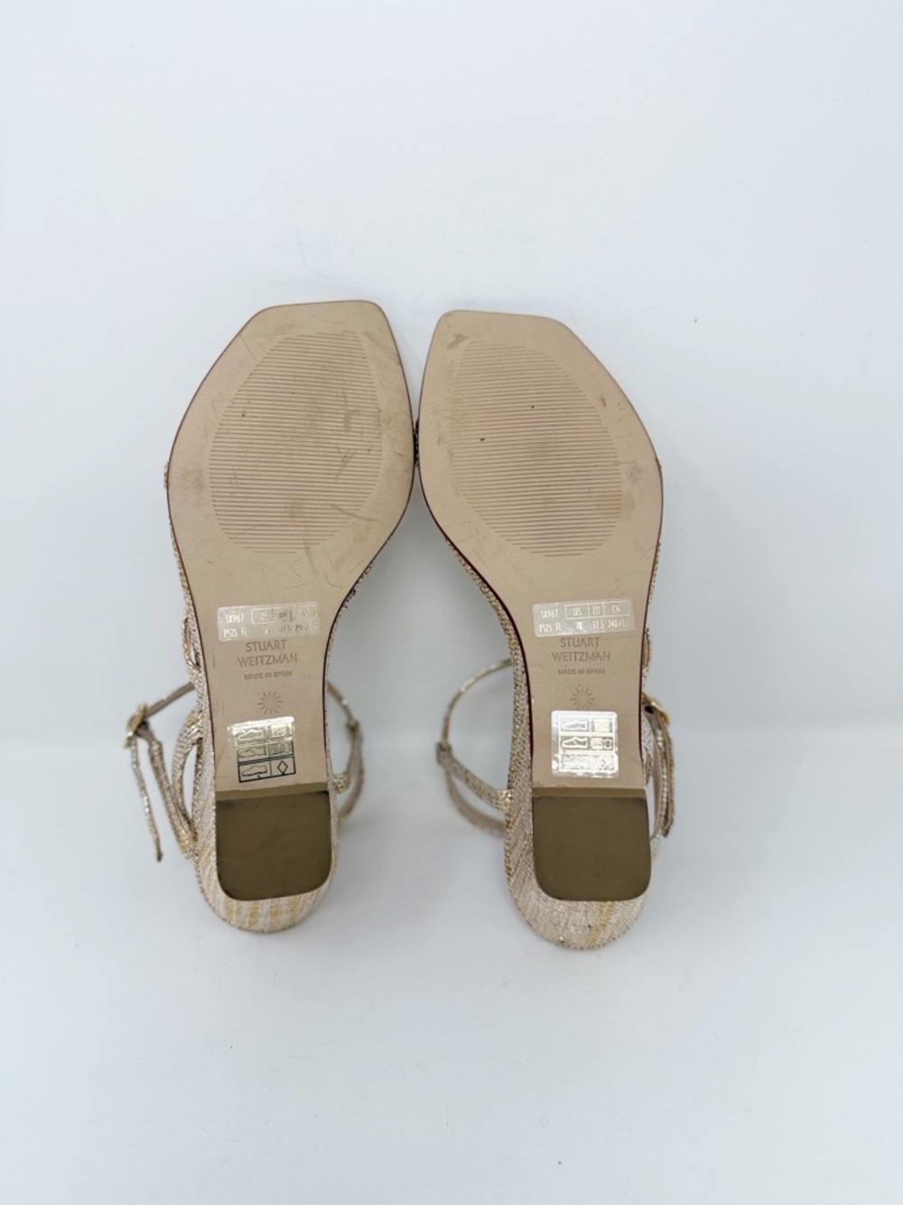 New Stuart Weitzman Oasis 50 Metallic Woven Wedge Slingback Sandal Sz 7 - Picture 13 of 14